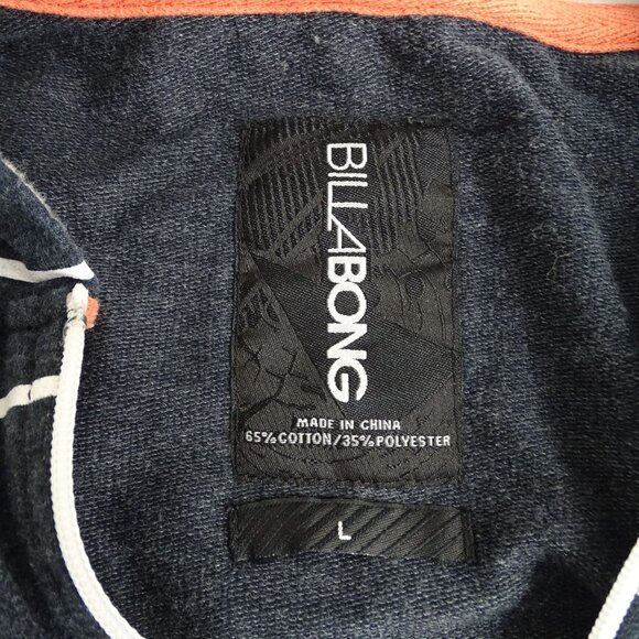 Billabong Striped Full Zip Hoodie Jacket Men Size L Charcoal Gray White Pockets - Picture 5 of 11